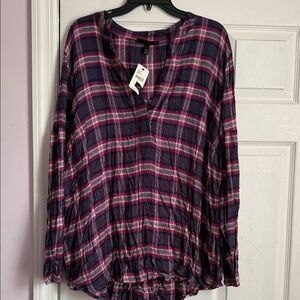 Lane Bryant Pink and Blue Plaid flannel Blouse